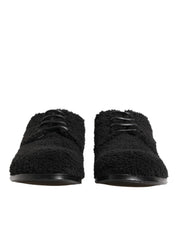 Men Black Riccio Shearling Dress Derby Shoes