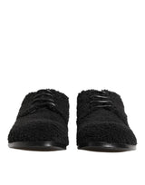 Men Black Riccio Shearling Dress Derby Shoes