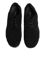 Men Black Riccio Shearling Dress Derby Shoes