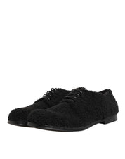 Men Black Riccio Shearling Dress Derby Shoes