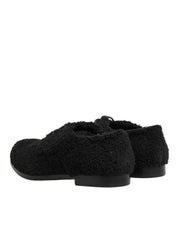 Men Black Riccio Shearling Dress Derby Shoes