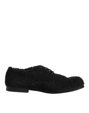 Men Black Riccio Shearling Dress Derby Shoes