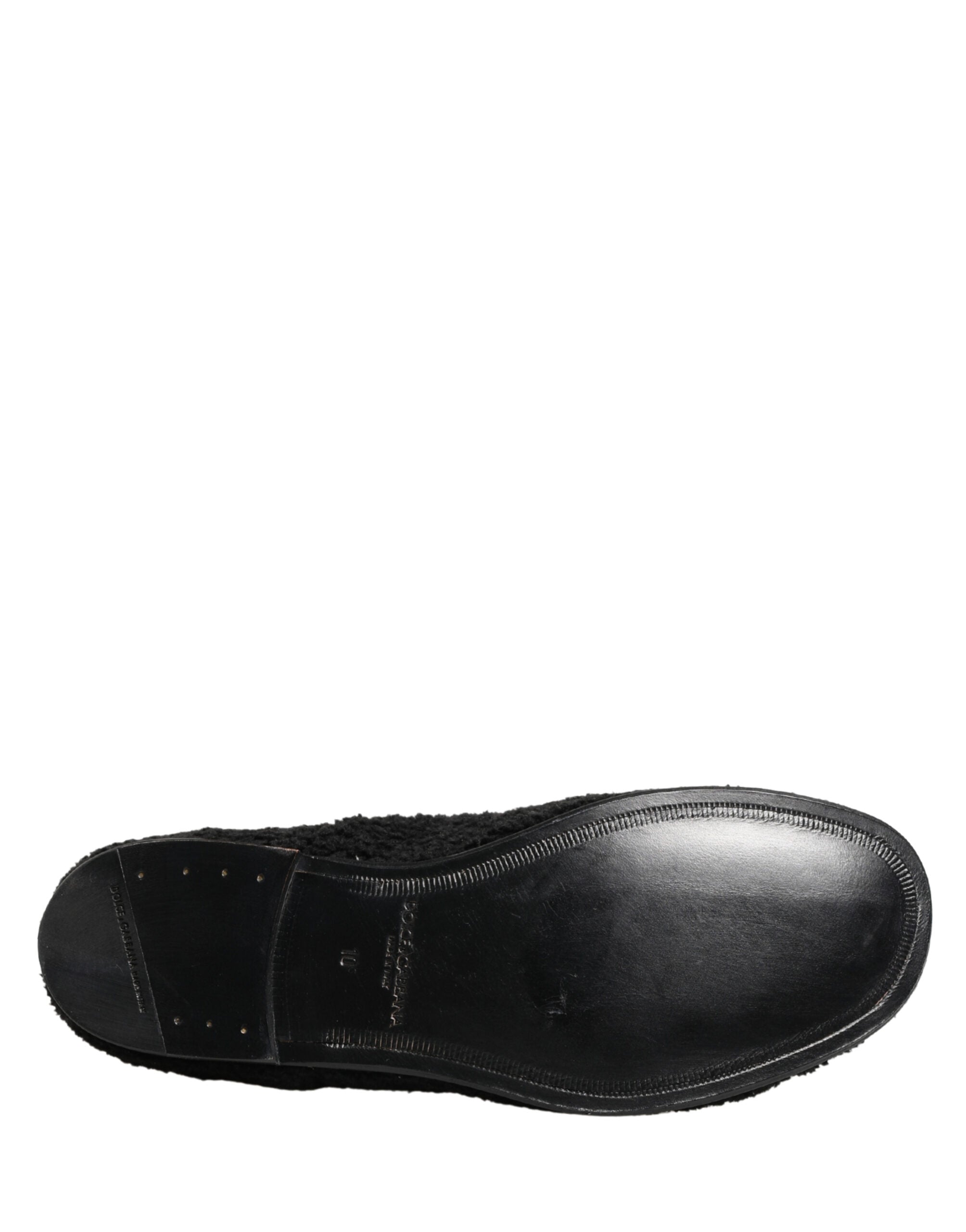 Men Black Riccio Shearling Dress Derby Shoes