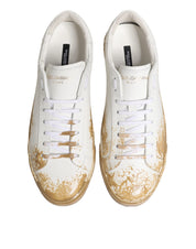 White Leather Paint Effect Low Top Sneakers  Shoes