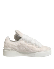White Shearling Fur Bianco Low Top Sneakers Shoes