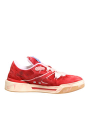 Dolce & Gabbana Red White Suede DG Logo Low Top Sneakers Shoes
