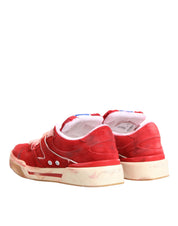 Red White Suede DG Logo Low Top Sneakers Shoes