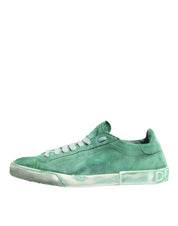 Green Suade DG Logo Sole Low Top Sneakers Shoes
