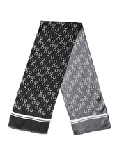 Black Horseshoe Silk Neck Foulard 136cm x 23cm Men Scarf