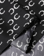 Black Horseshoe Silk Neck Foulard 136cm x 23cm Men Scarf