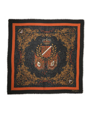 Dolce & Gabbana Multicolor Crest Print Cashmere 272cm x 132cm Men Scarf