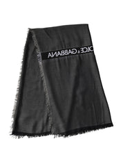 Dolce & Gabbana Black Modal Warmer Shawl Fringes 140cm x 134cm Men Scarf