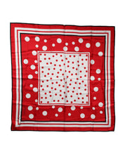 Dolce & Gabbana Red White Polka Dot Square Foulard 90cm x 88cm Scarf