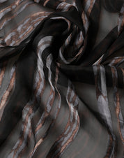 Black Stripes Silk Wrap Shawl Stole 193cm x 131cm Scarf