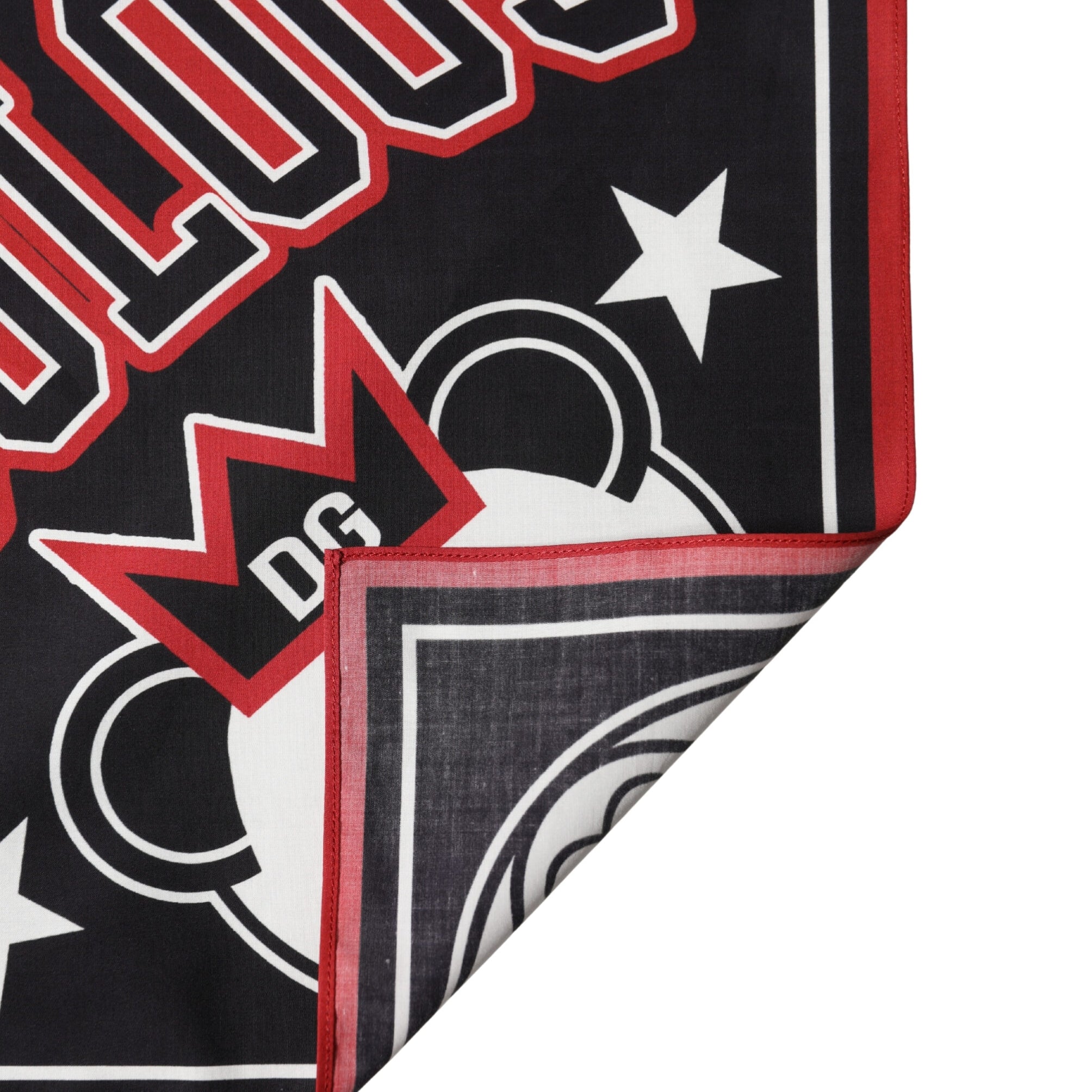 Dolce & Gabbana Black Red Panda Cotton Square Foulard 50.5cm x 50cm Scarf Dolce & Gabbana