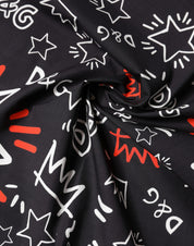 Black White Red DG Crown Cotton Foulard 47cm x 46cm Scarf