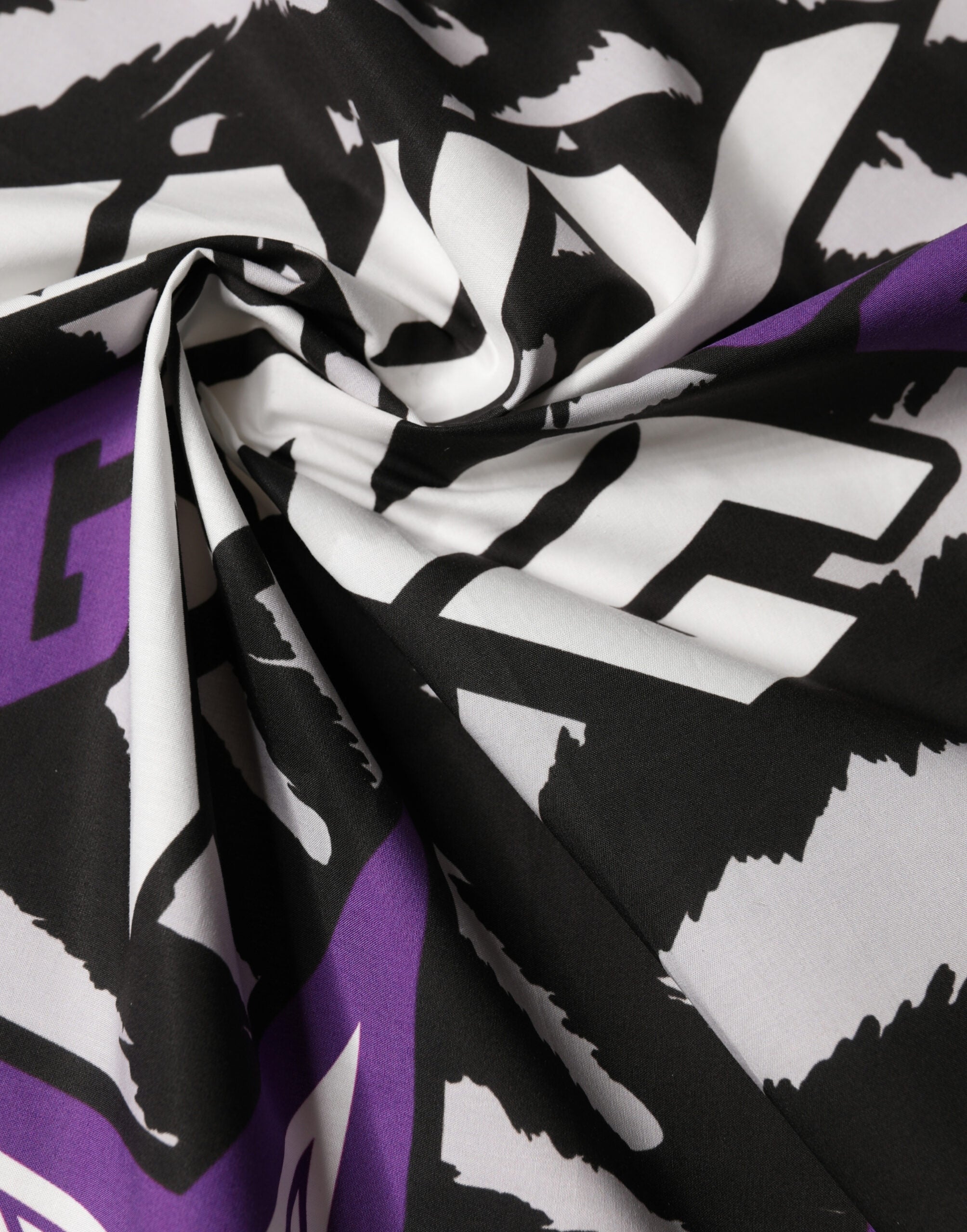 Dolce & Gabbana Black Purple DG King Cotton Foulard 51cm x 49.5cm Scarf Dolce & Gabbana