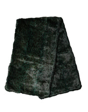 Dolce & Gabbana Black Green Stripe Fur Shawl Neck Wrap 180cm x49cm  Scarf