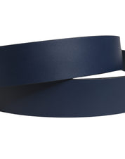Blue Leather Logo Metal Buckle Men Belt