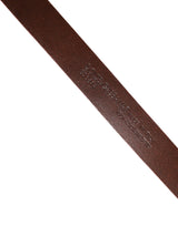 Red Leather Gold Tone Metal Buckle Men Belt