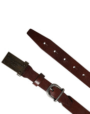 Dolce & Gabbana Brown Leather Logo Metal Buckle Men Belt Dolce & Gabbana