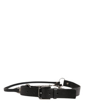 Black Leather Silver Chain Waist Men Belt