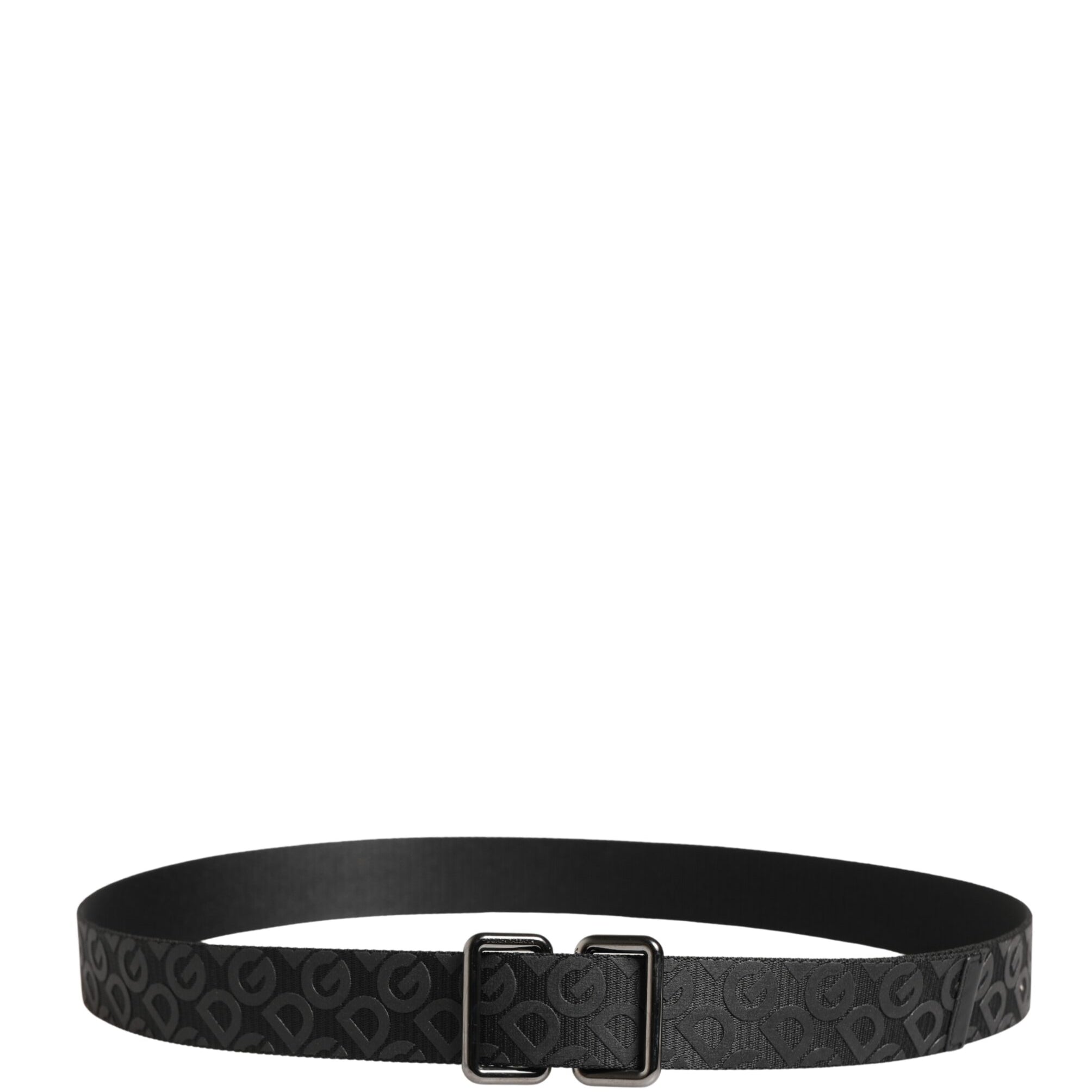 Dolce & Gabbana Black Logo Monogram Silver Metal Buckle Belt Dolce & Gabbana