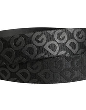 Dolce & Gabbana Black Logo Monogram Silver Metal Buckle Belt Dolce & Gabbana