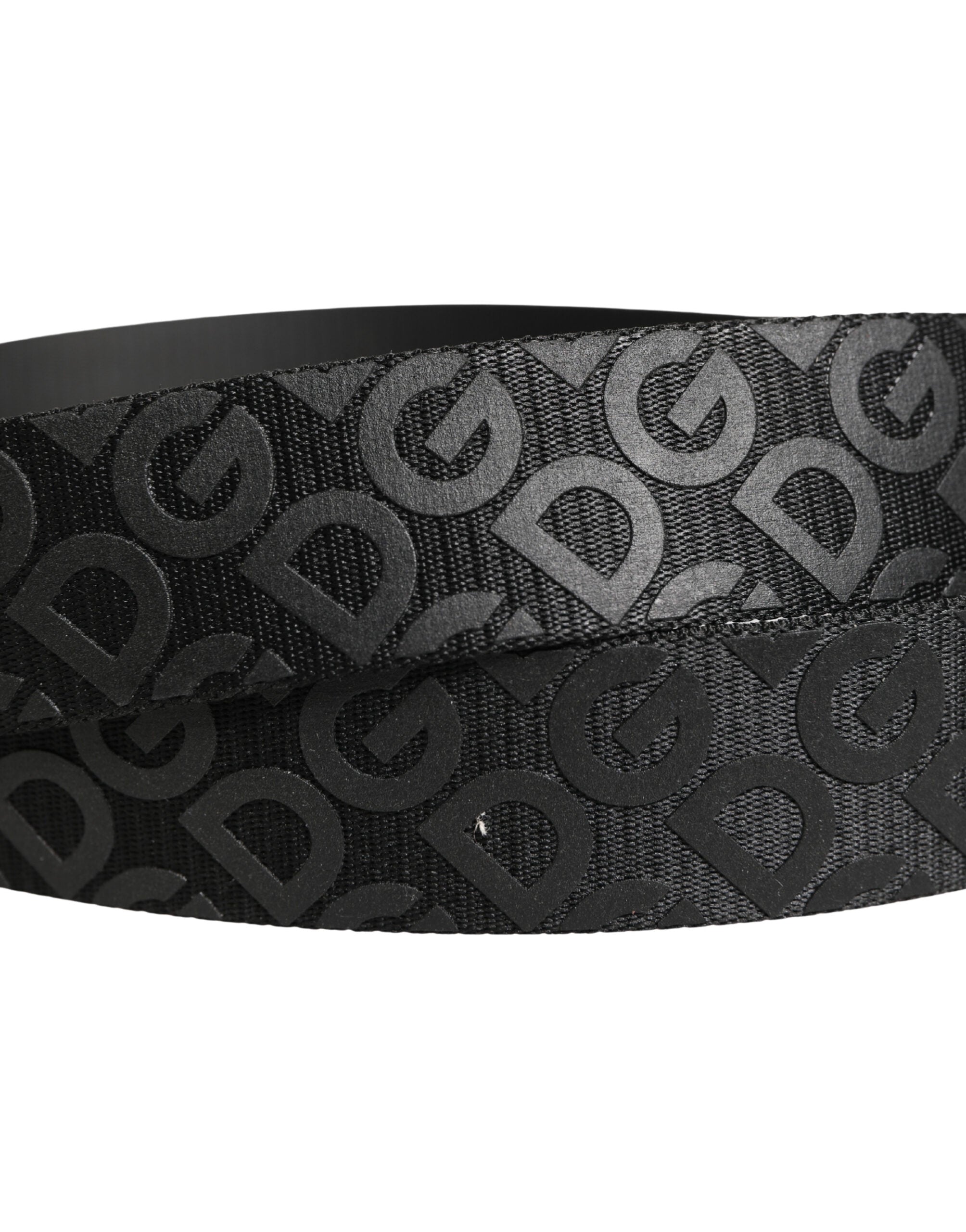 Dolce & Gabbana Black Logo Monogram Silver Metal Buckle Belt Dolce & Gabbana