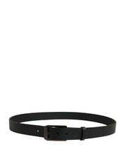 Black Calf Leather Gold Metal Buckle  Belt