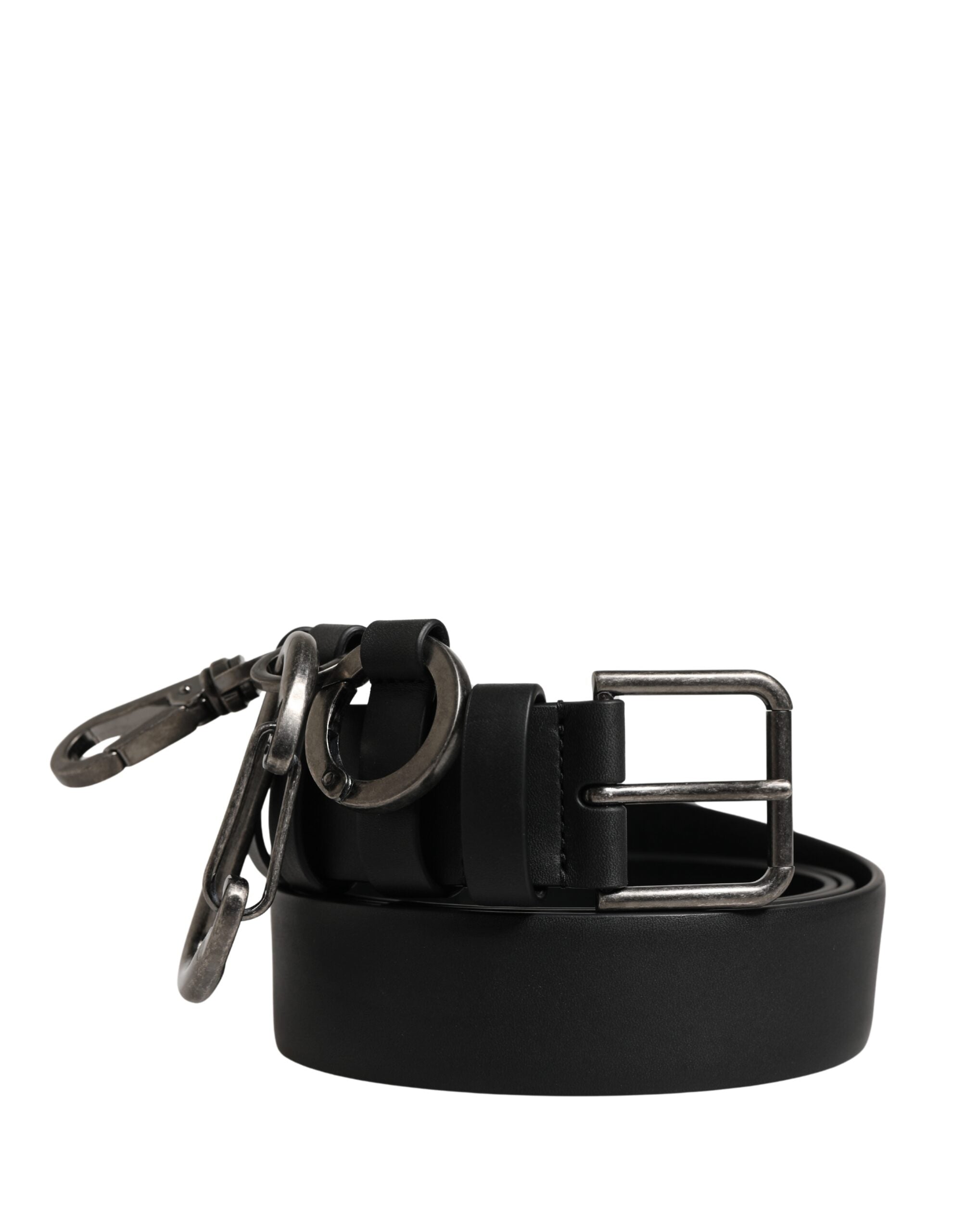Dolce & Gabbana Black Calf Leather Silver Metal Buckle Belt Dolce & Gabbana