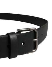 Dolce & Gabbana Black Calf Leather Silver Metal Buckle Belt Dolce & Gabbana