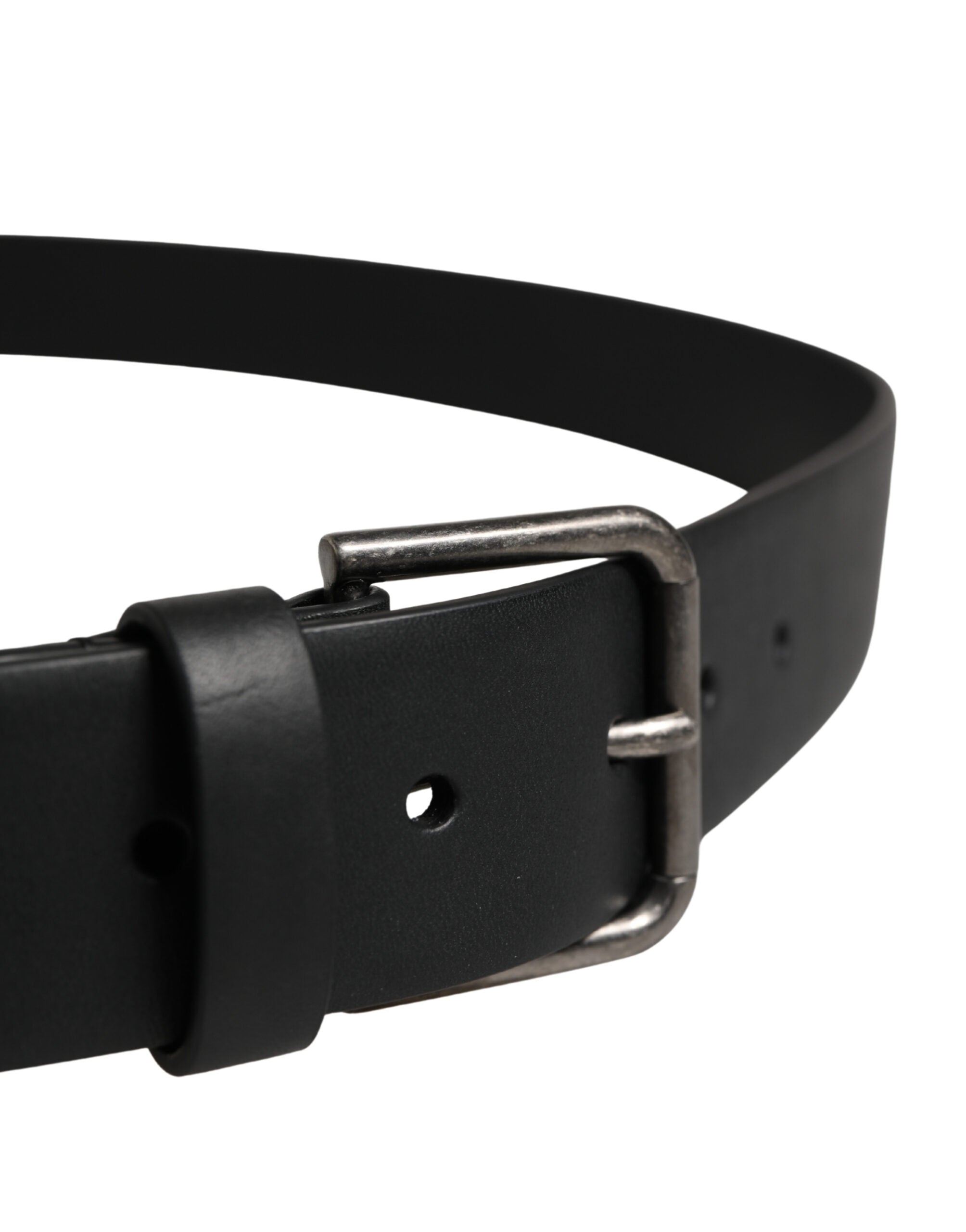 Dolce & Gabbana Black Calf Leather Silver Metal Buckle Belt Dolce & Gabbana