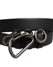 Dolce & Gabbana Black Calf Leather Silver Metal Buckle Belt Dolce & Gabbana