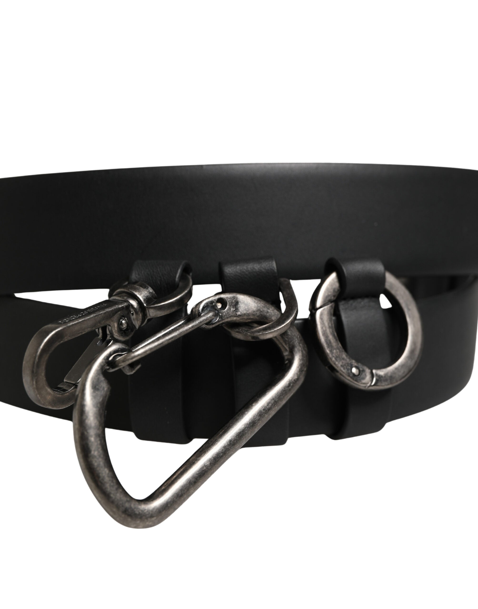 Dolce & Gabbana Black Calf Leather Silver Metal Buckle Belt Dolce & Gabbana