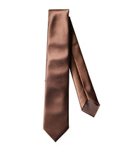 Brown Satin 100% Silk Wide Adjustable Men Necktie Tie