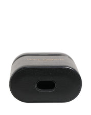 Black Calf Leather Logo Print Flip Holder Airpods Case