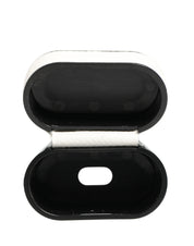White Calf Leather Logo Flip Holder Strap Airpods Case