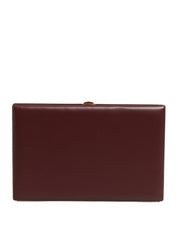 Brown Calfskin Leather Clutch Evening Women Purse Bag