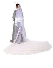 White Floral LaceNylon Floor Length 3M Long Veil