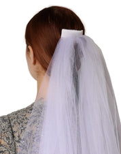 White Floral LaceNylon Floor Length 3M Long Veil