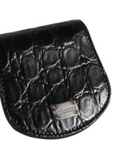 Dolce & Gabbana Black Exotic Skin Condom Case Holder Pocket Wallet Dolce & Gabbana