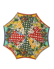 Multicolor Carretto Siciliano Print Collapsible Umbrella