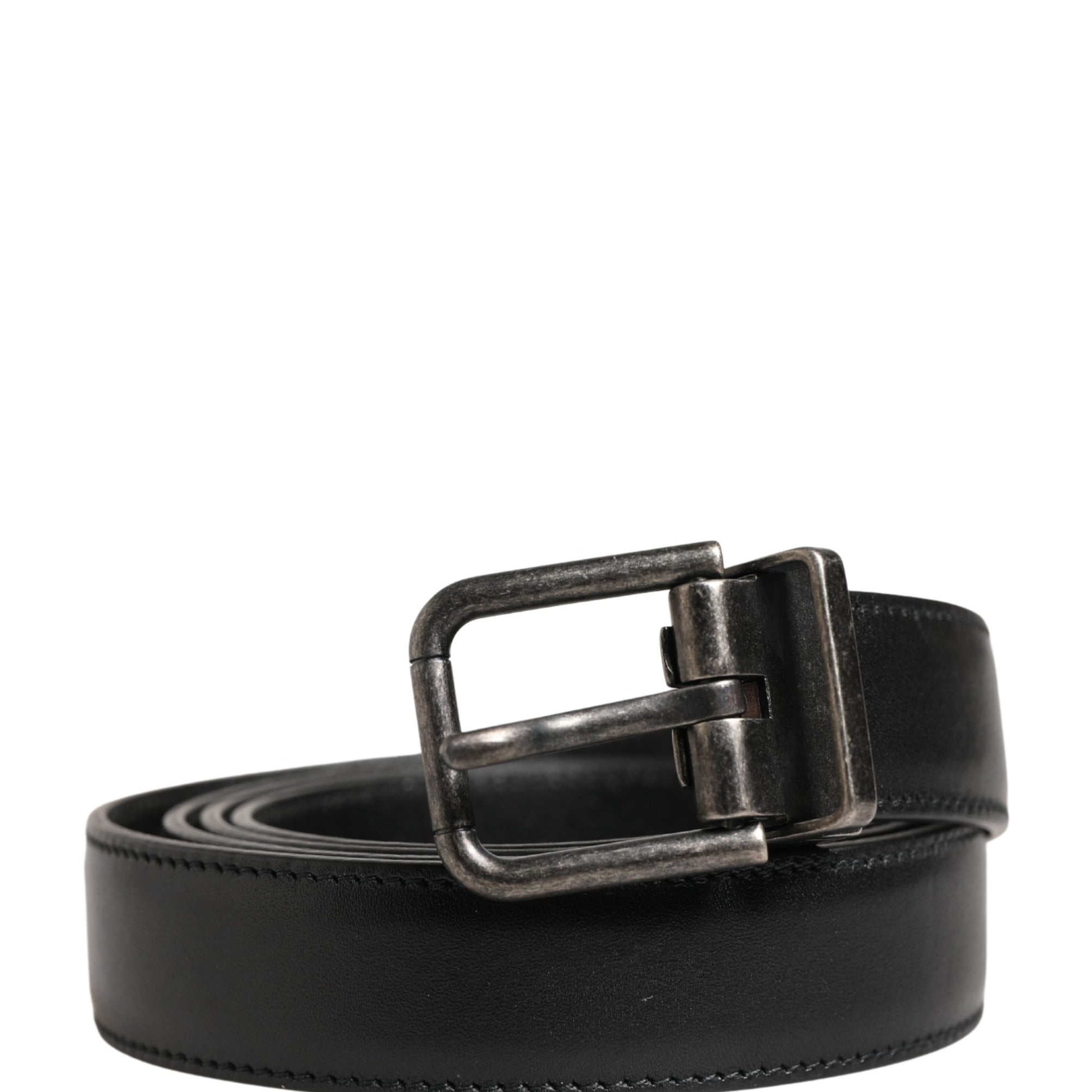 Dolce & Gabbana Men Black Classic Leather Metal Buckle Belt Dolce & Gabbana