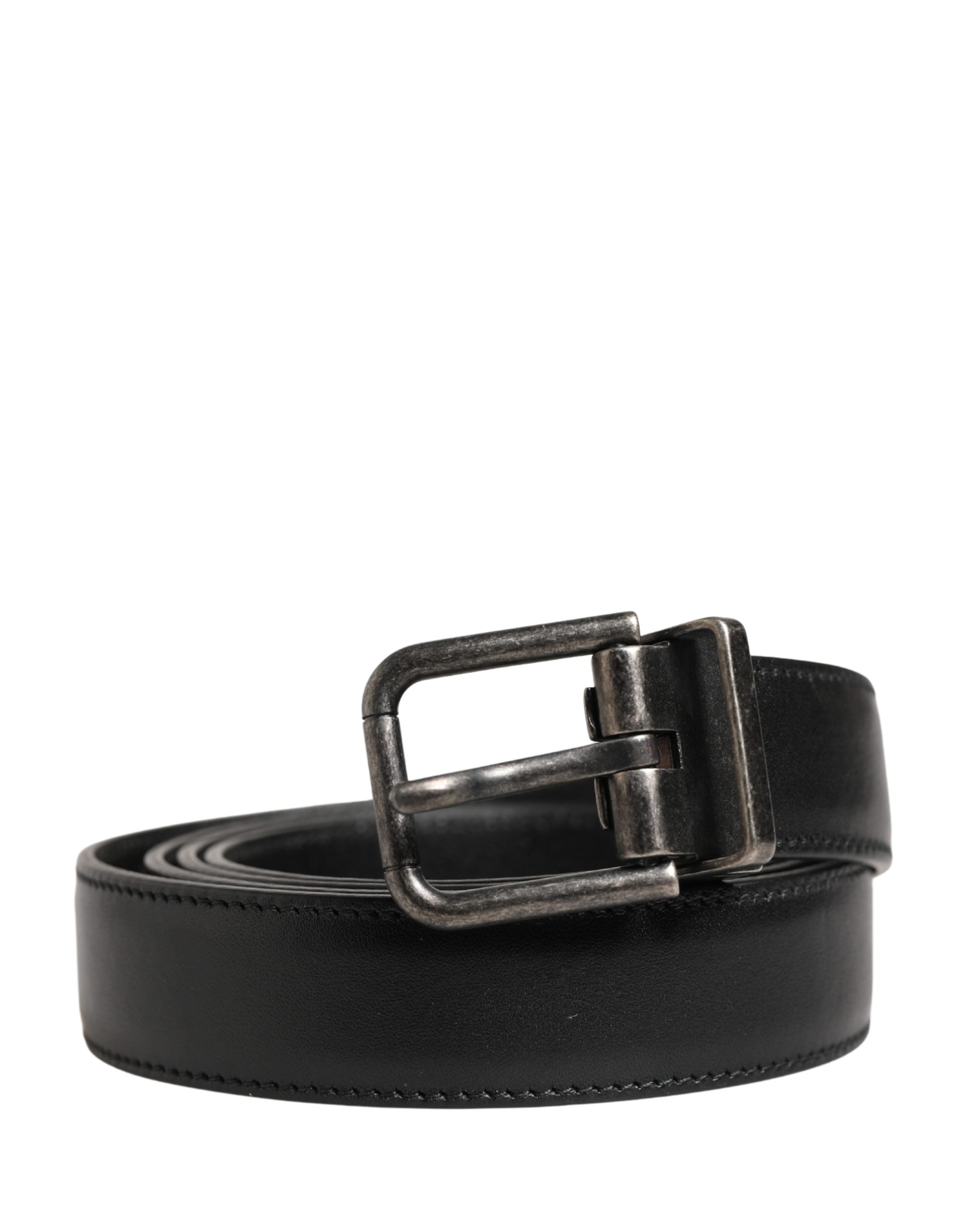 Dolce & Gabbana Men Black Classic Leather Metal Buckle Belt Dolce & Gabbana
