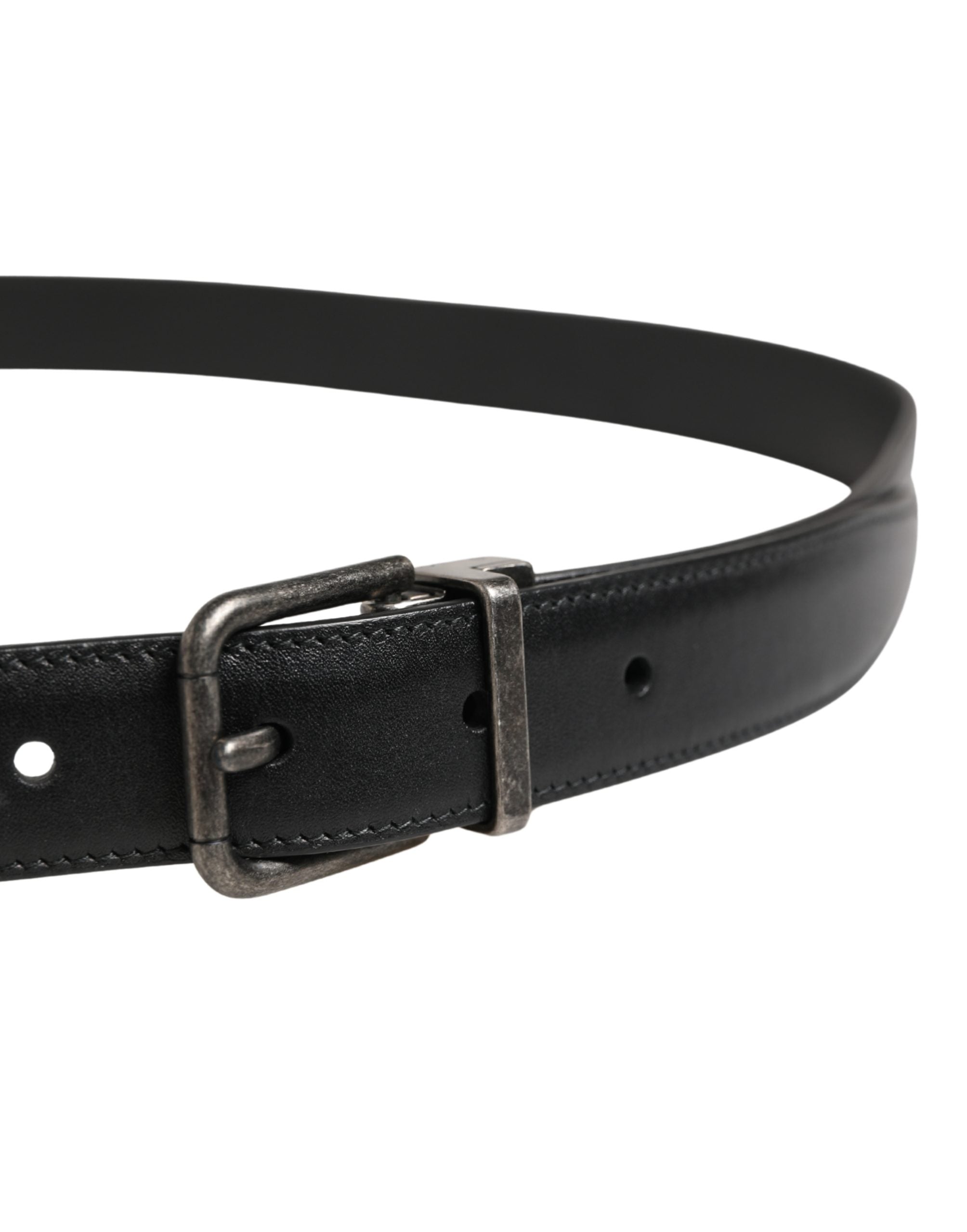 Dolce & Gabbana Men Black Classic Leather Metal Buckle Belt Dolce & Gabbana
