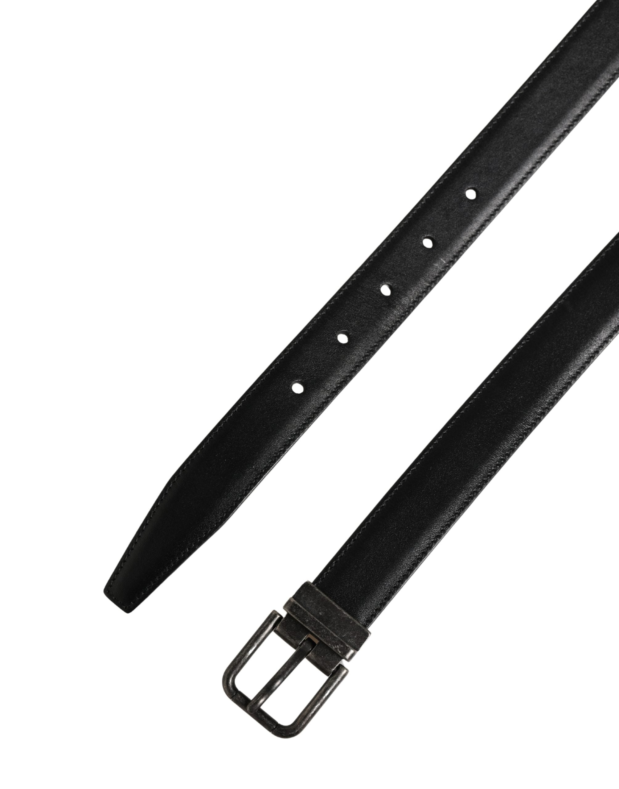 Dolce & Gabbana Men Black Classic Leather Metal Buckle Belt Dolce & Gabbana