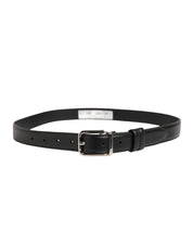 Men Black Classic Leather Metal Buckle Belt