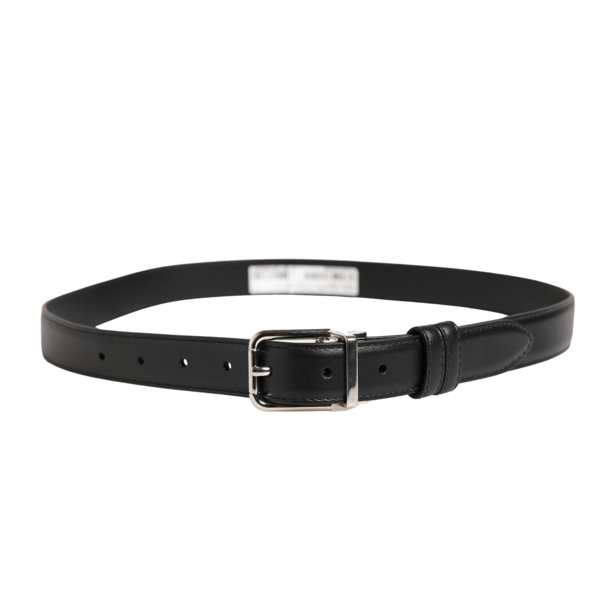 Dolce & Gabbana Men Black Classic Leather Metal Buckle Belt Dolce & Gabbana