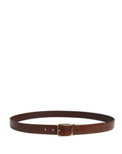 Men Brown Classic Leather Metal Buckle Belt